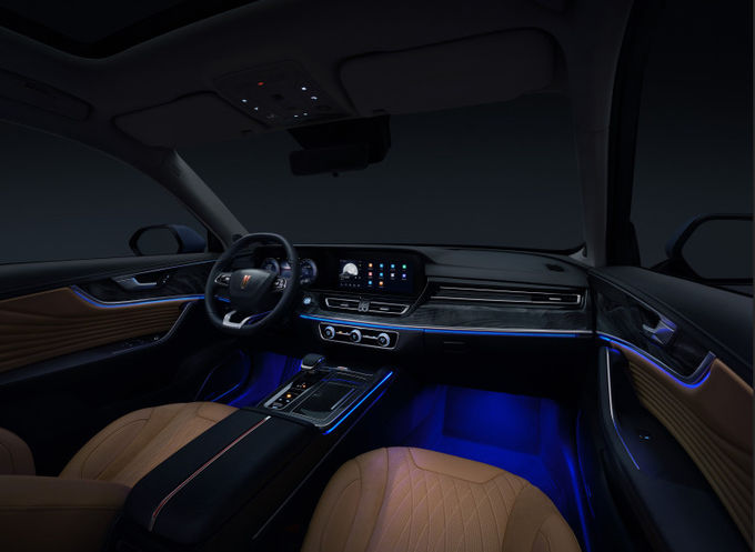 Blue Hongqi Sport Utility Vehicle 185kw 5 kursi Gasoline Hongqi Suv 10